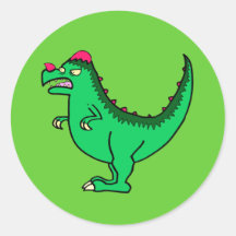 Pachycephalosaurus vert adhésif rond