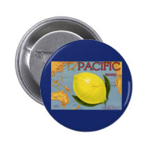 Pacific Citrus Lemon Vintage Fruit Crate Label Art Button