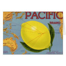 Pacific Citrus Lemon Vintage Fruit Crate Label Art Cards