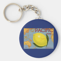 Pacific Citrus Lemon Vintage Fruit Crate Label Art Key Chains