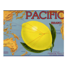 Pacific Citrus Lemon Vintage Fruit Crate Label Art Post Card