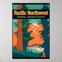Pacific Northwest Vintage Poster Reproduction
