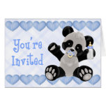 Pacified Panda Blue Baby Shower Invitation Greeting Cards