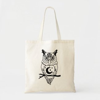 Pagan Owl with Pentacle and Moon Bags
