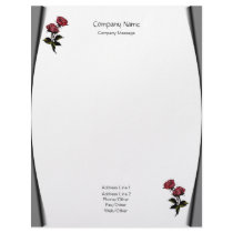 Page Curls Roses Stationery Letterhead Template