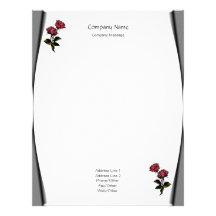 Page Curls Roses Stationery Letterhead Template
