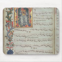 Page of musical notation with historiated mousepads