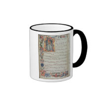 Page of musical notation with historiated mugs