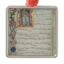 Page of musical notation with historiated ornaments