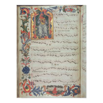 Page of musical notation with historiated posters