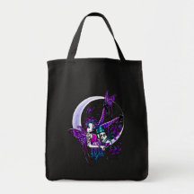 "Paige" Rainbow Butterfly Moon Fairy Canvas Tote Tote Bag