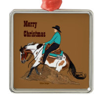 Paint Reining Horse Christmas Ornament