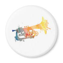 Paint Splat Mellophone Refrigerator Magnet