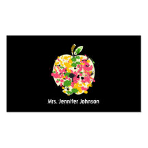 Paint Splatter Apple Teacher Business Card