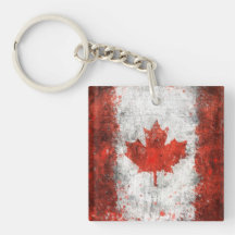 Paint Splatter Canadian Flag Square Acrylic Key Chains