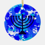 Paint Splatter Menorah Christmas Ornaments