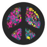 PAINT SPLATTER PEACE SIGN ROUND STICKER