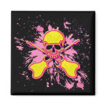 PAINT SPLATTER SKULL WITH GUITARS FRIDGE MAGNETS