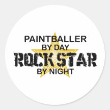 Paintballer Rock Star by Night Round Stickers