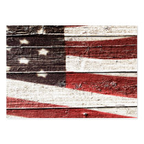 Painted American Flag on Rustic Wood Texture