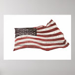 Painted American Flag on Rustic Wood Texture posters