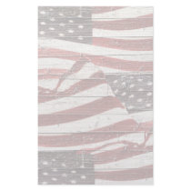 Painted American Flag on Rustic Wood Texture