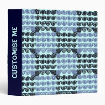 Painted Chequered Swirls (Blue) Vinyl Binder