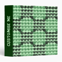 Painted Chequered Swirls (Green) 3 Ring Binder