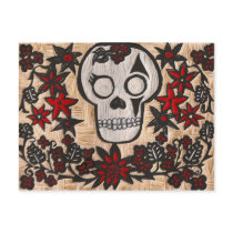 painted day of the dead linoleum block print post card