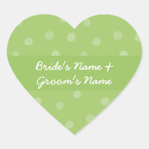Painted Dots green Wedding Heart Sticker