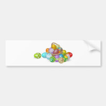 Painted Easter eggs in basket illustration Bumper Sticker