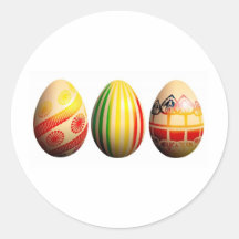 painted eggs round sticker