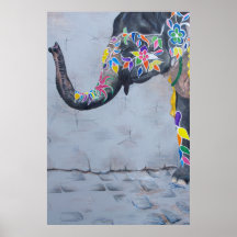 Painted Elephant Print
