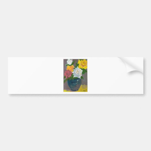 Painted Flowers in Vase Bumper Sticker