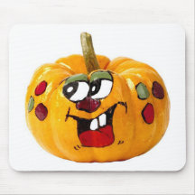 Painted Happy Pumpkin Face Mouse Pad