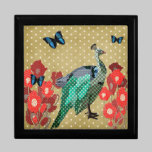 Painted Peacock Golden Stars  Art Box gift boxes