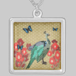 Painted Peacock & Peonies Necklace necklaces