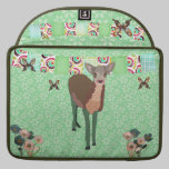 Painted Pink Floral Fawn Green Macbook Sleeve macbook sleeves