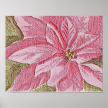 Painted Poinsettia Christmas Flower Posters
