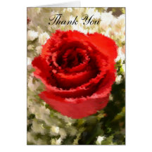 Painted Red Rose Thank You Greeting Card