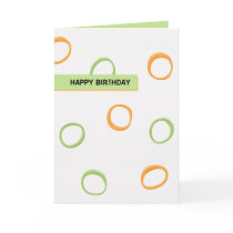 Painted Retro Circles orange green Birthday Card