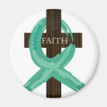 Painted Teal Cancer Survivor  Ribbon Magnet