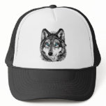 Painted Wolf Grayscale Blue Eyes