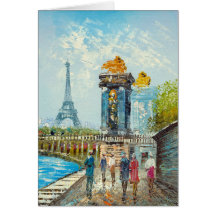 Painting Of Paris Eiffel Tower Scene Card