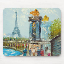 Painting Of Paris Eiffel Tower Scene Mousepad