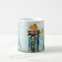 Painting Of Paris Eiffel Tower Scene Mugs
