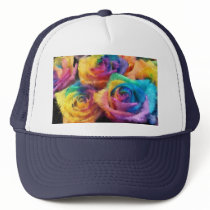 Painting of Rainbow Roses Hat