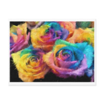 Painting of Rainbow Roses Postcard