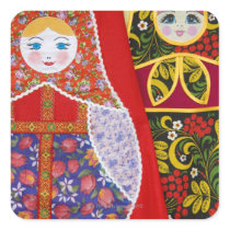 Painting of Russian Matryoshka doll Square Stickers