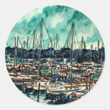 paintings of sailboats sailor sailing art sticker